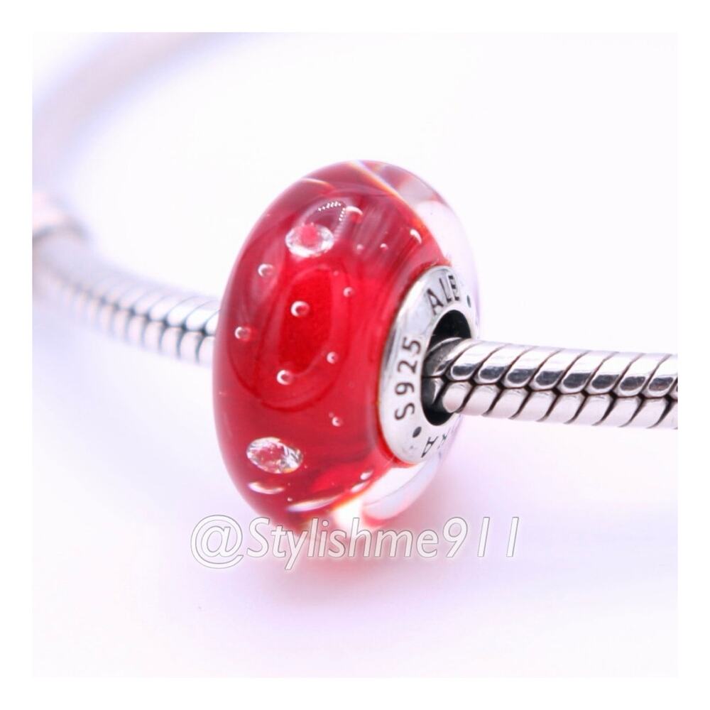 Authentic PANDORA Red Effervescence Glass Charm